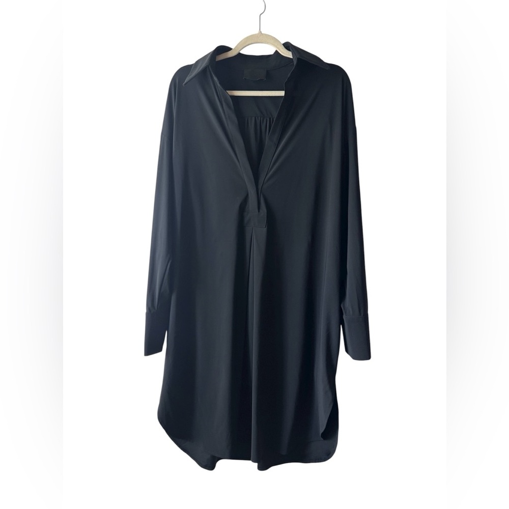 Ona by Yoon Chung black M/L boho oversized Lagenlook shirt dress with pockets